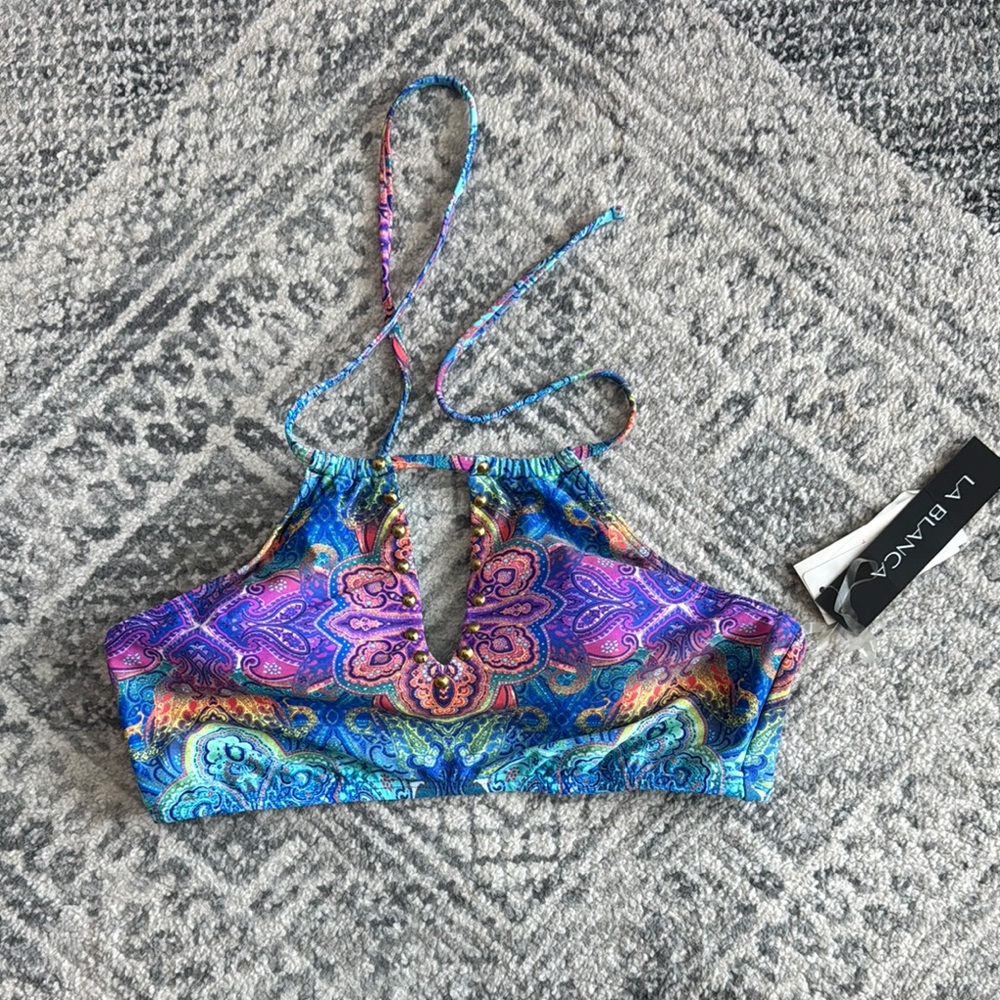 La Blanca Colorful Paisley Halter Bikini Top